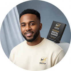 Circular portrait of a young man, Marcus T., looking confidently at the viewer. He represents a music producer or influencer.