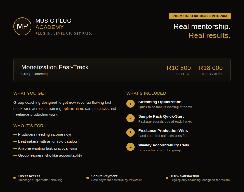 Monetization Fast-Track (Group Coaching)