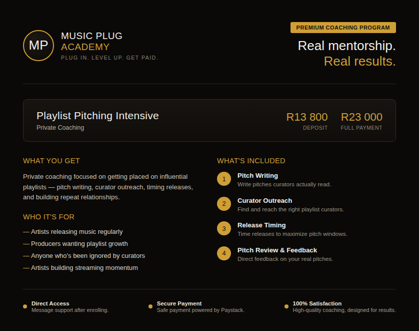 Playlist Pitching Intensive (Private Coaching)