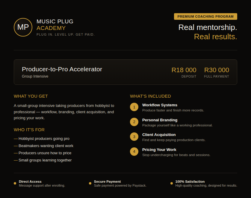 Producer-to-Pro Accelerator (Group Intensive)