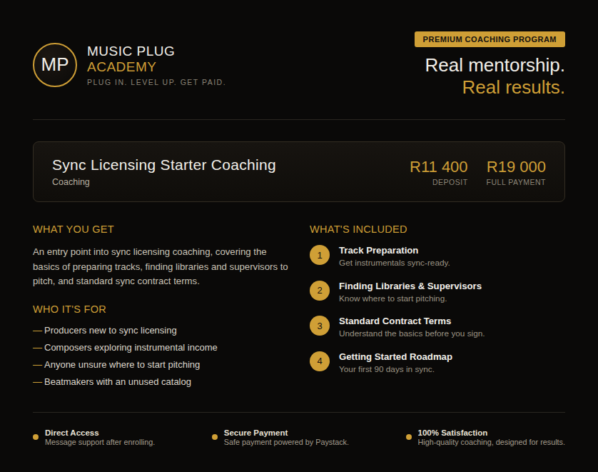 Sync & Licensing Mastery (VIP Coaching)